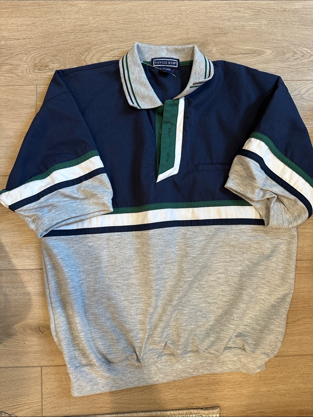 Savile Row vintage inspired Colorblock Short-Sleeve Rugby Style Polo